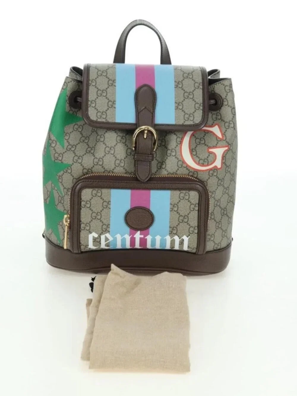 GUCCI GG Supreme Interlocking Backpack PVC Beige Gold 674147 Auth YKZ1279M